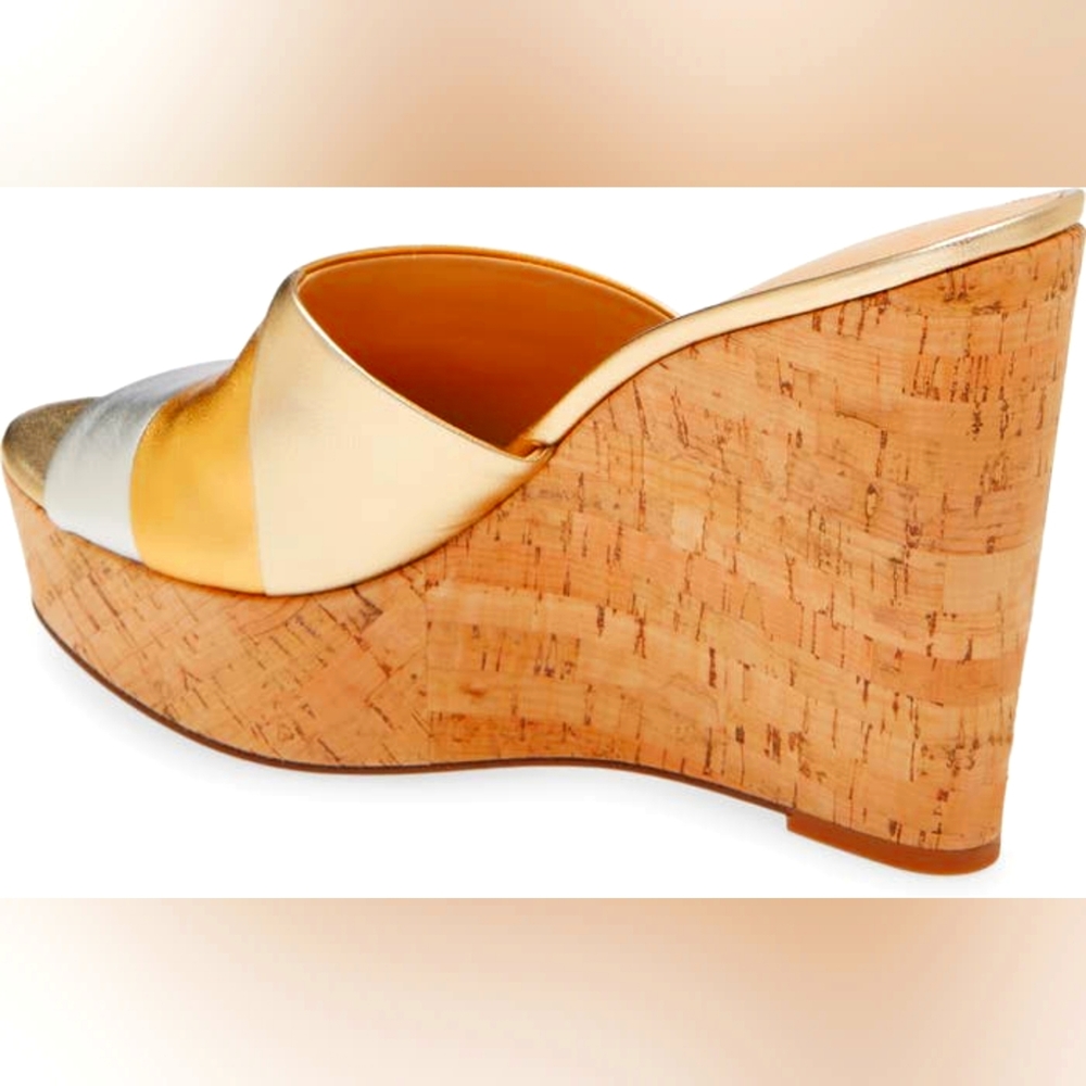 Veronica Beard Dali Patchwork Leather Wedge Sandal - image 3